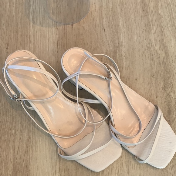 strappy nude low heels